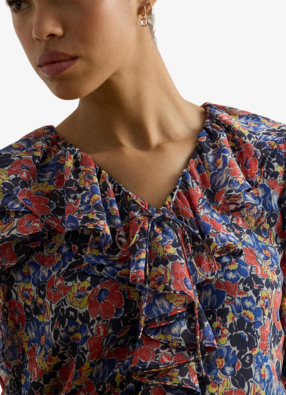 Ralph Lauren Top met bloemenprint en ruches - detail 2 red / rood