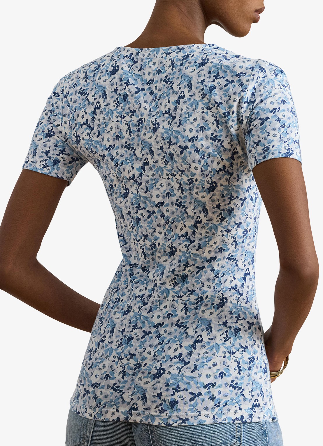 Ralph Lauren Top met bloemenprint - achterkant white/blue / blauw