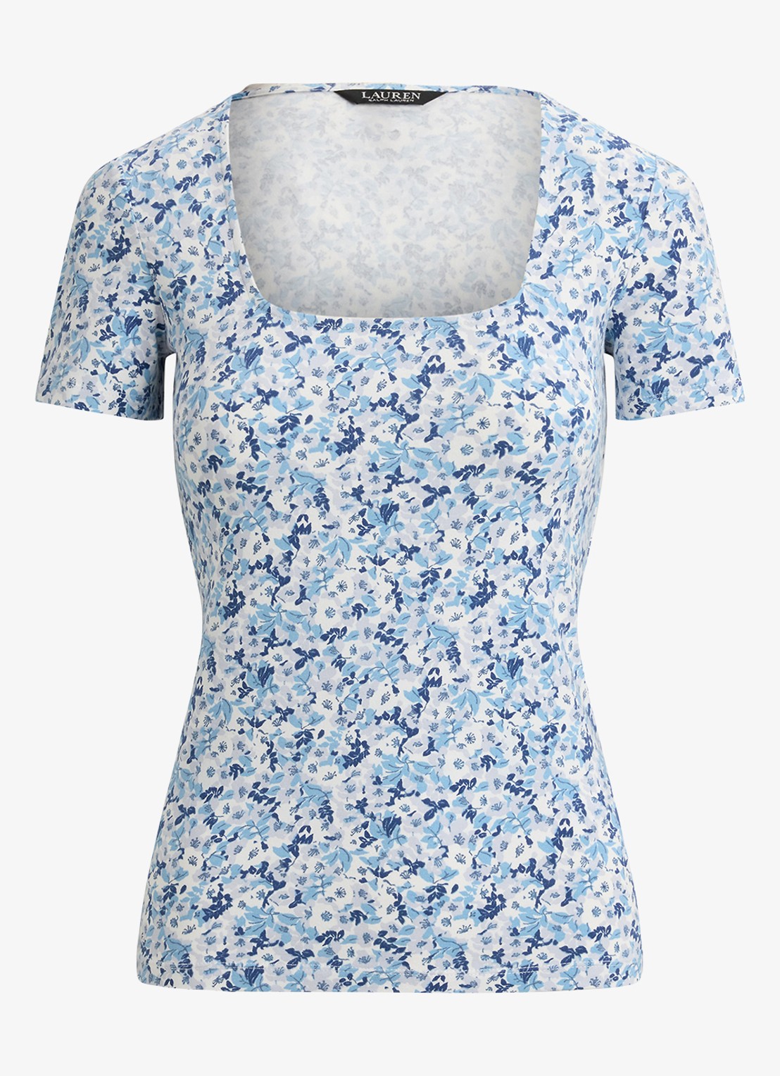 Ralph Lauren Top met bloemenprint - voorkant 3 white/blue / blauw