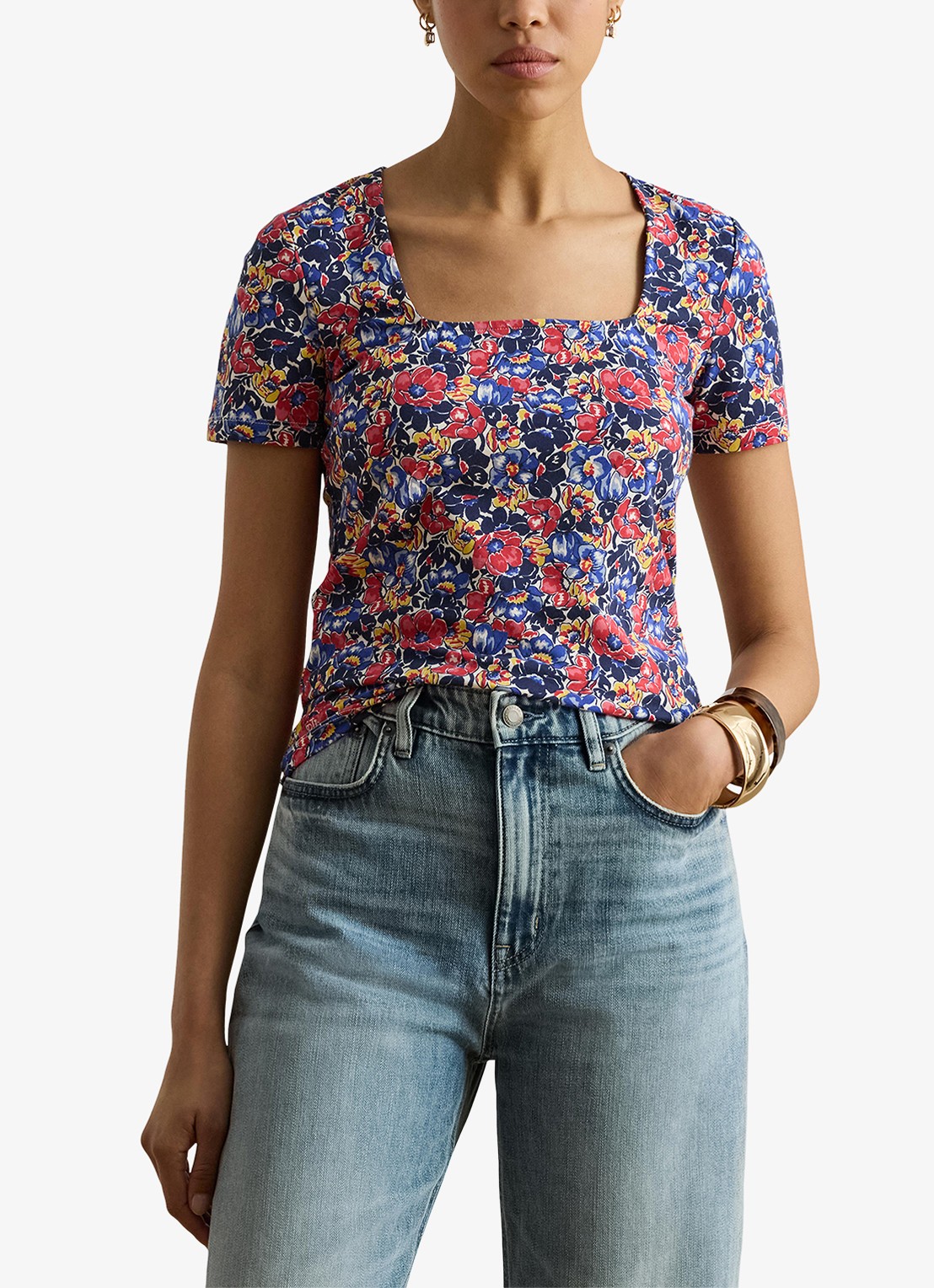 Ralph Lauren Top met bloemenprint - detail red / rood