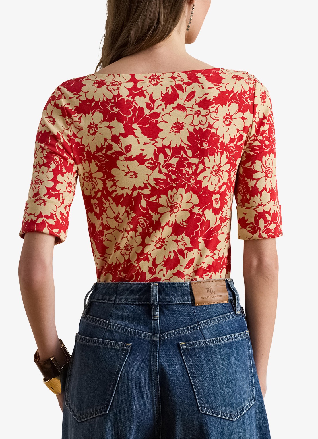 Ralph Lauren Top met bloemenprint - achterkant 5 red tan / rood