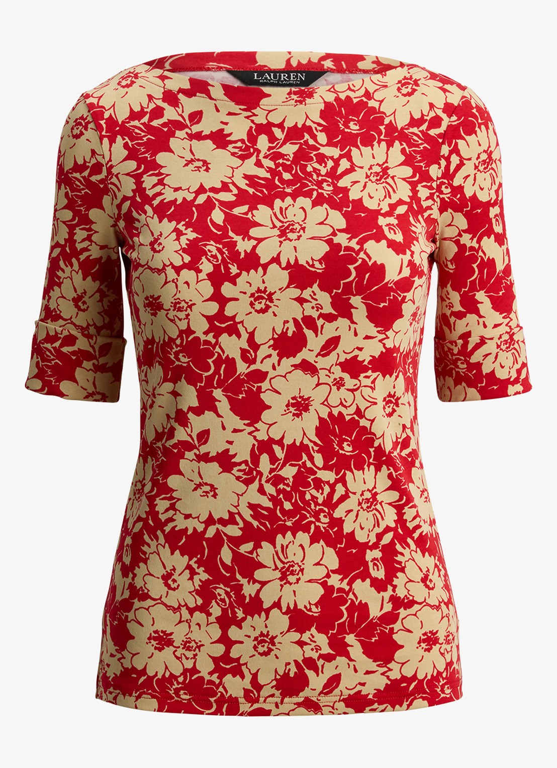 Ralph Lauren Top met bloemenprint - voorkant 3 red tan / rood