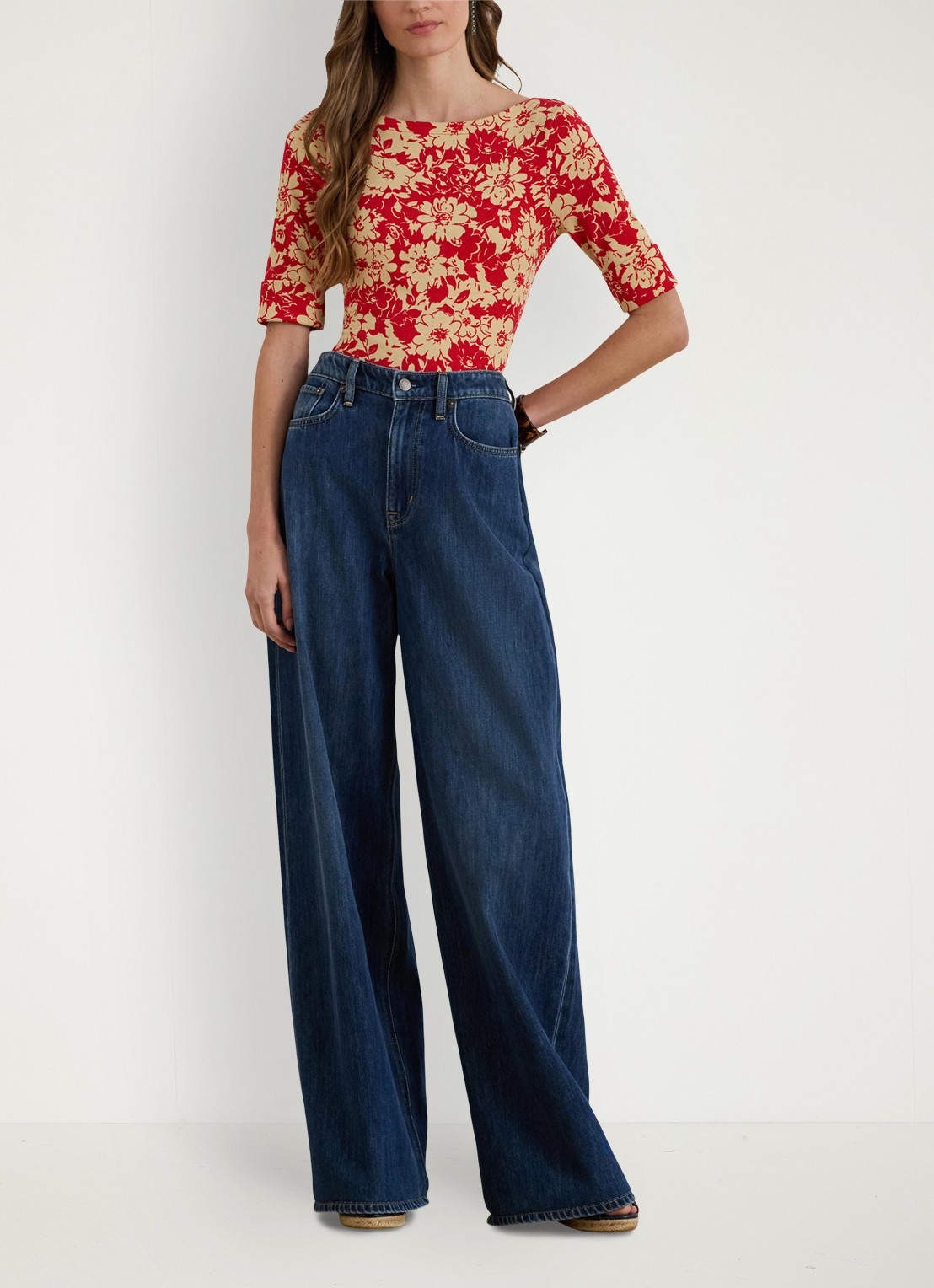 Ralph Lauren Top met bloemenprint - voorkant 4 red tan / rood