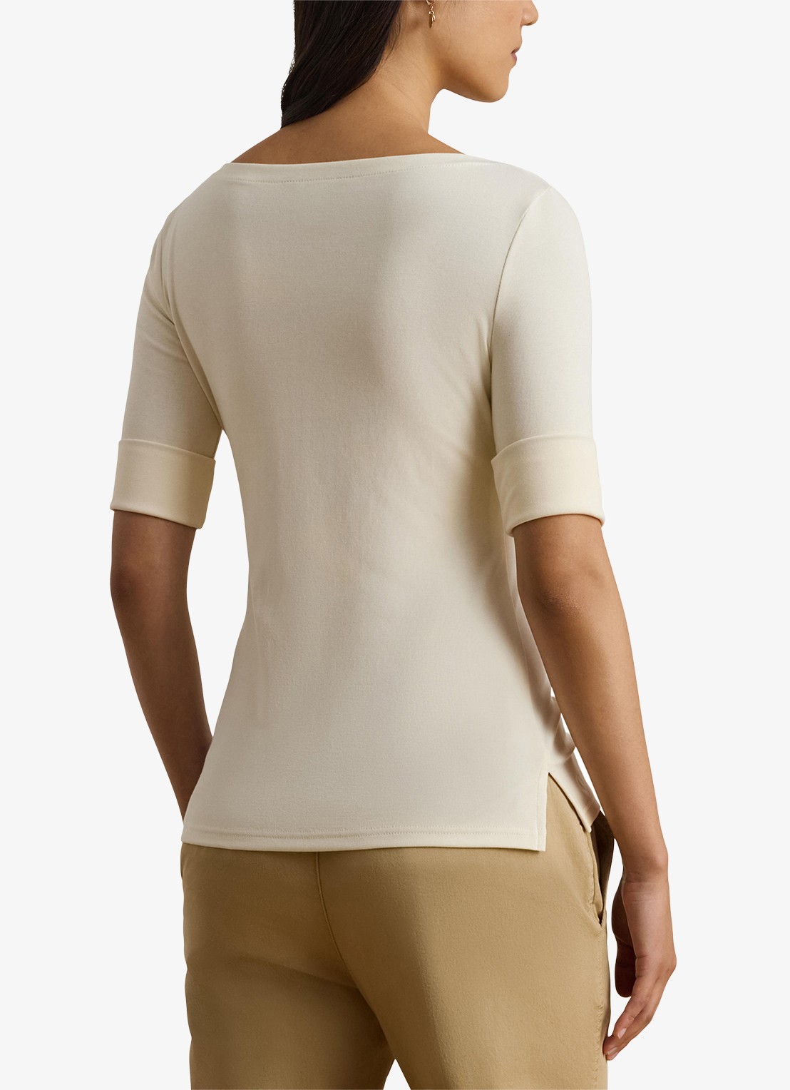 Ralph Lauren Top met boothals - achterkant 3 mascarpone cream / beige