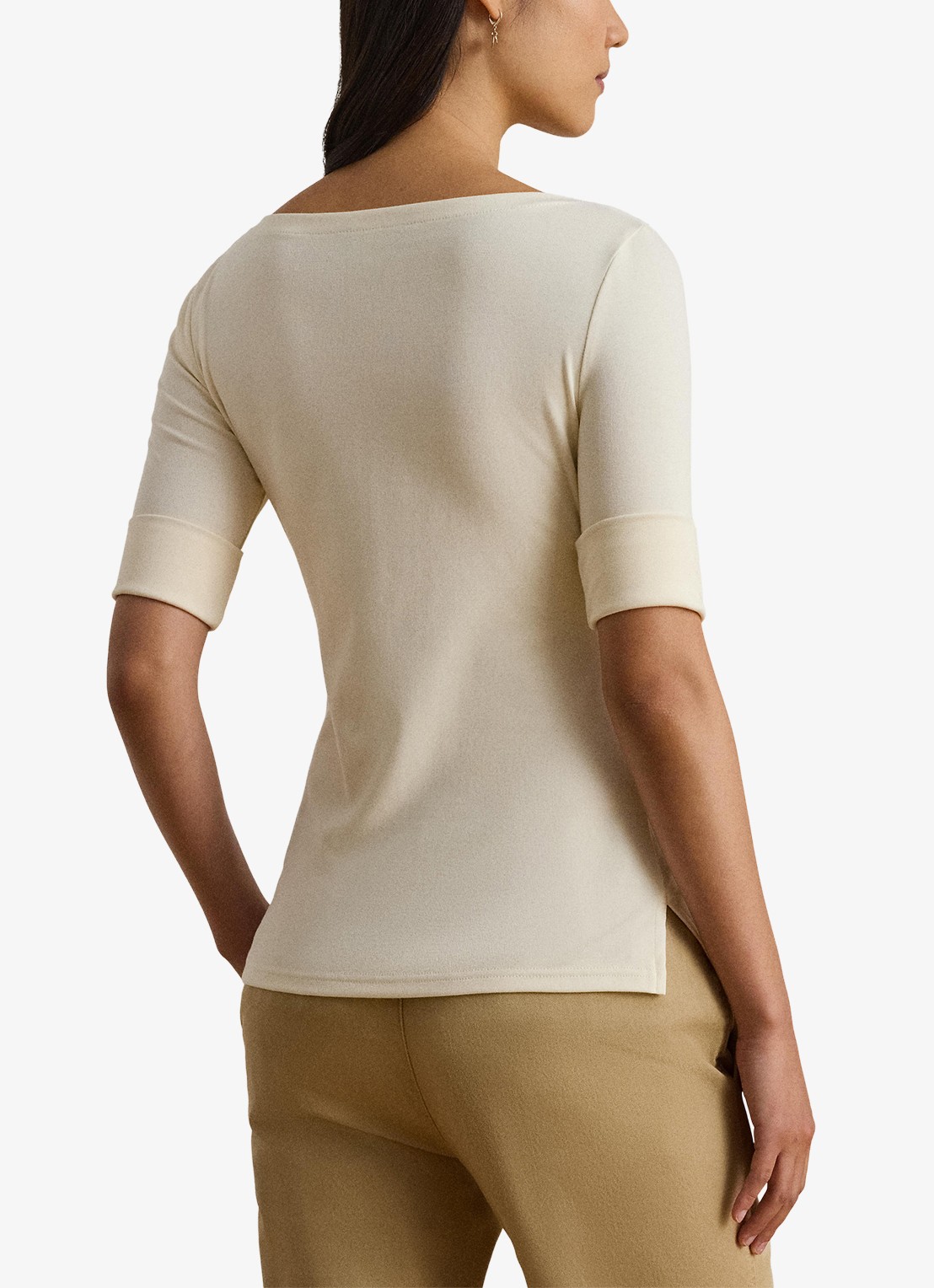 Ralph Lauren Top met boothals - achterkant 5 mascarpone cream / beige