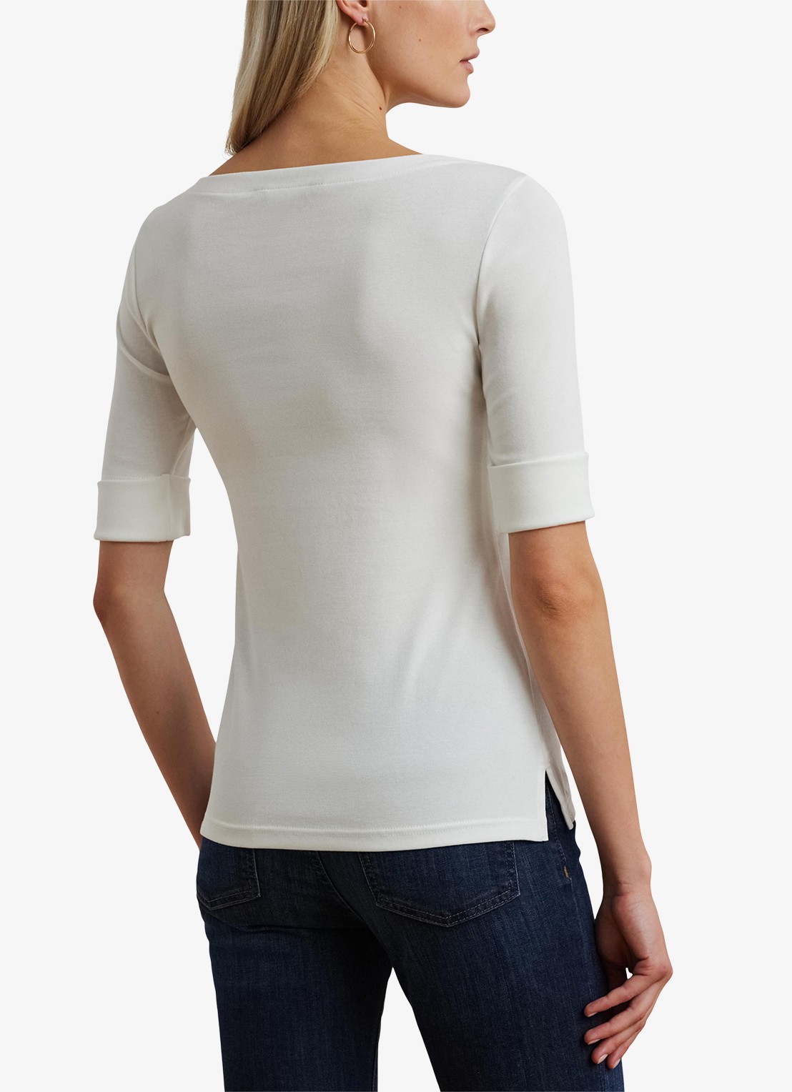 Ralph Lauren Top met boothals - achterkant 6 white / wit
