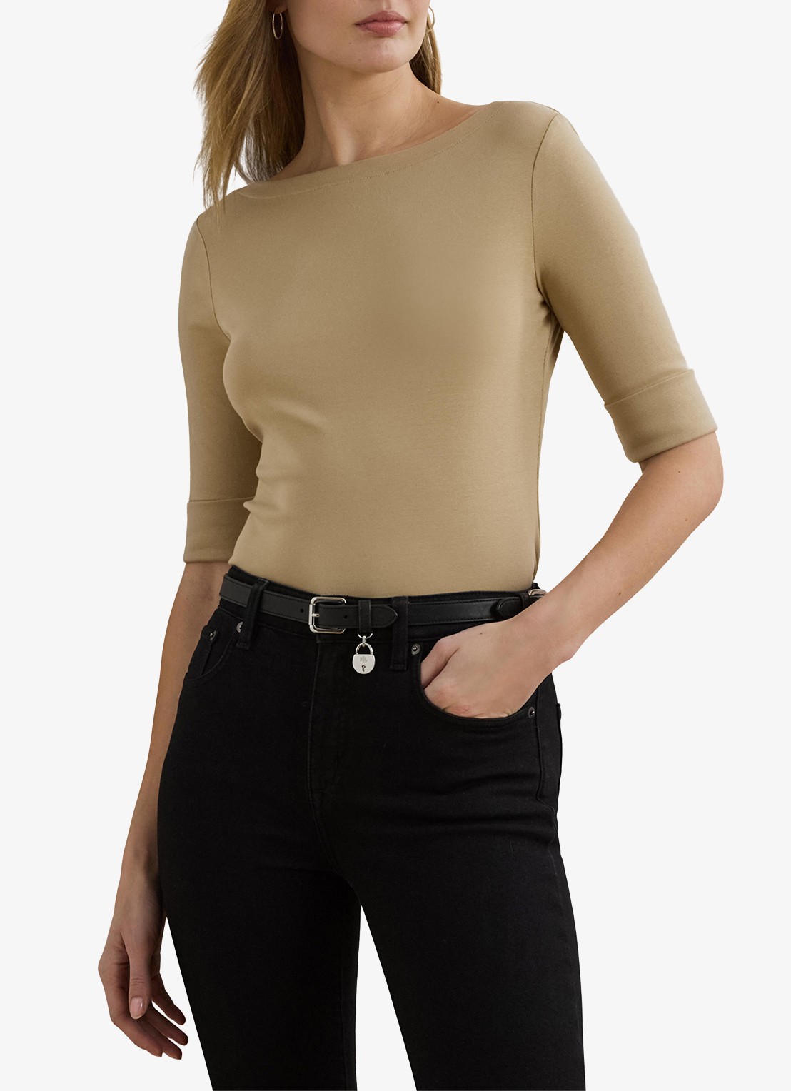 Ralph Lauren Top met boothals - detail 6 birch tan / beige