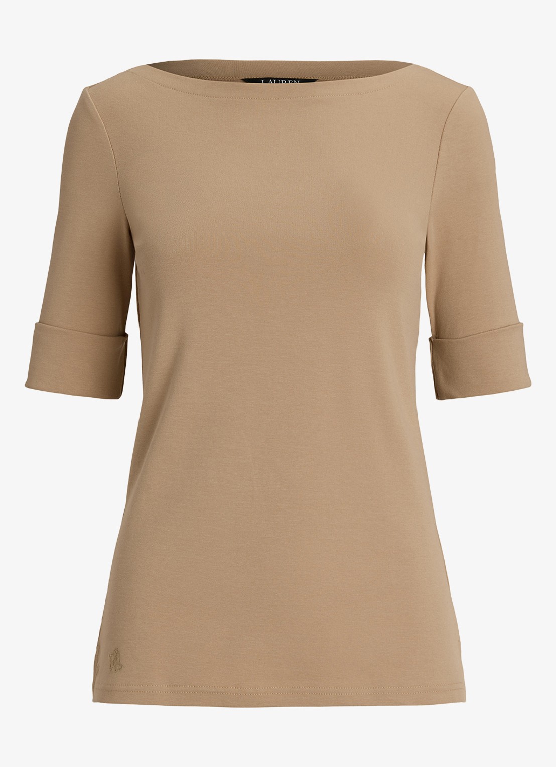 Ralph Lauren Top met boothals - voorkant 3 birch tan / beige
