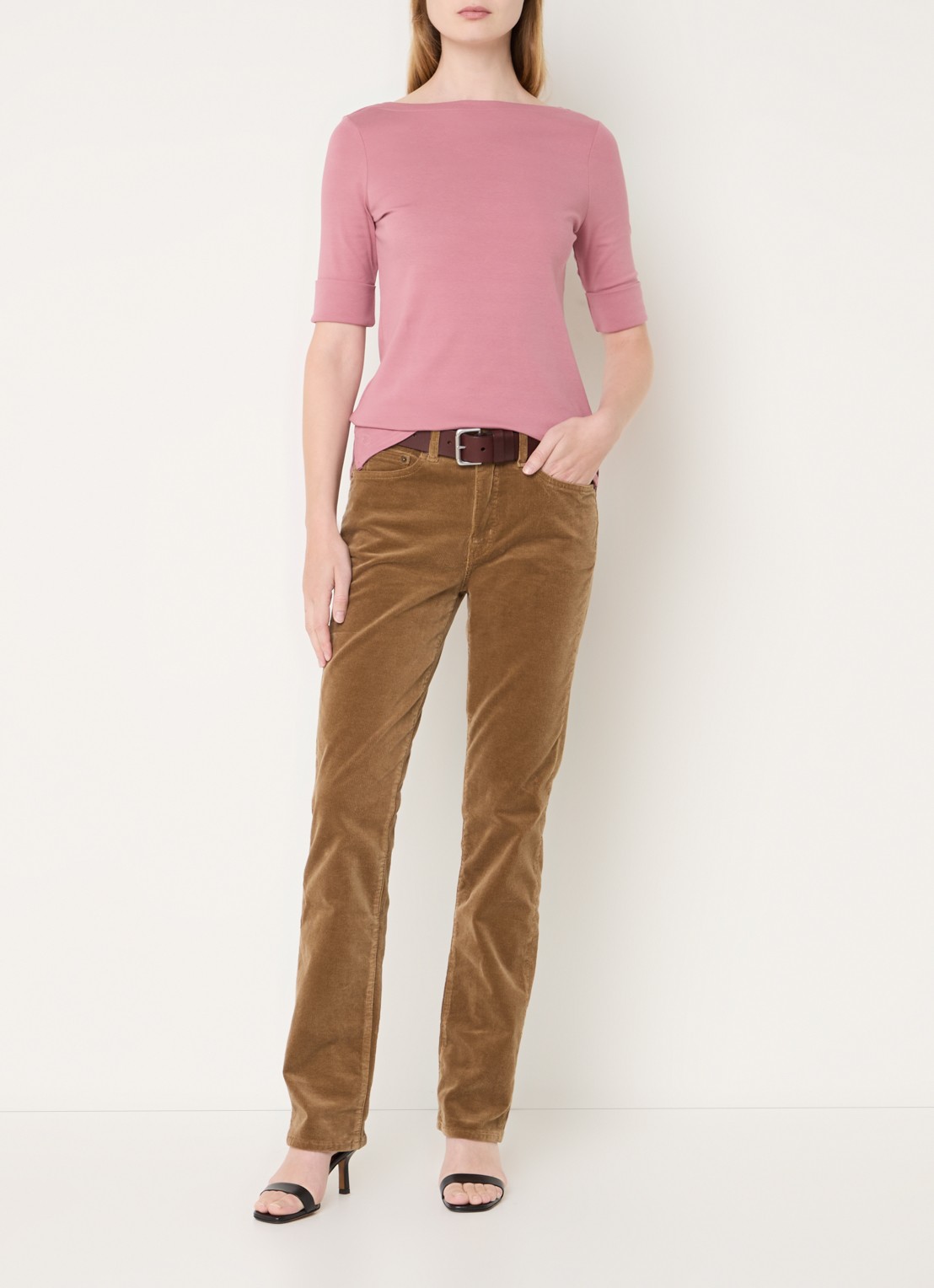 Ralph Lauren Top met boothals - voorkant 4 rose blush / roze