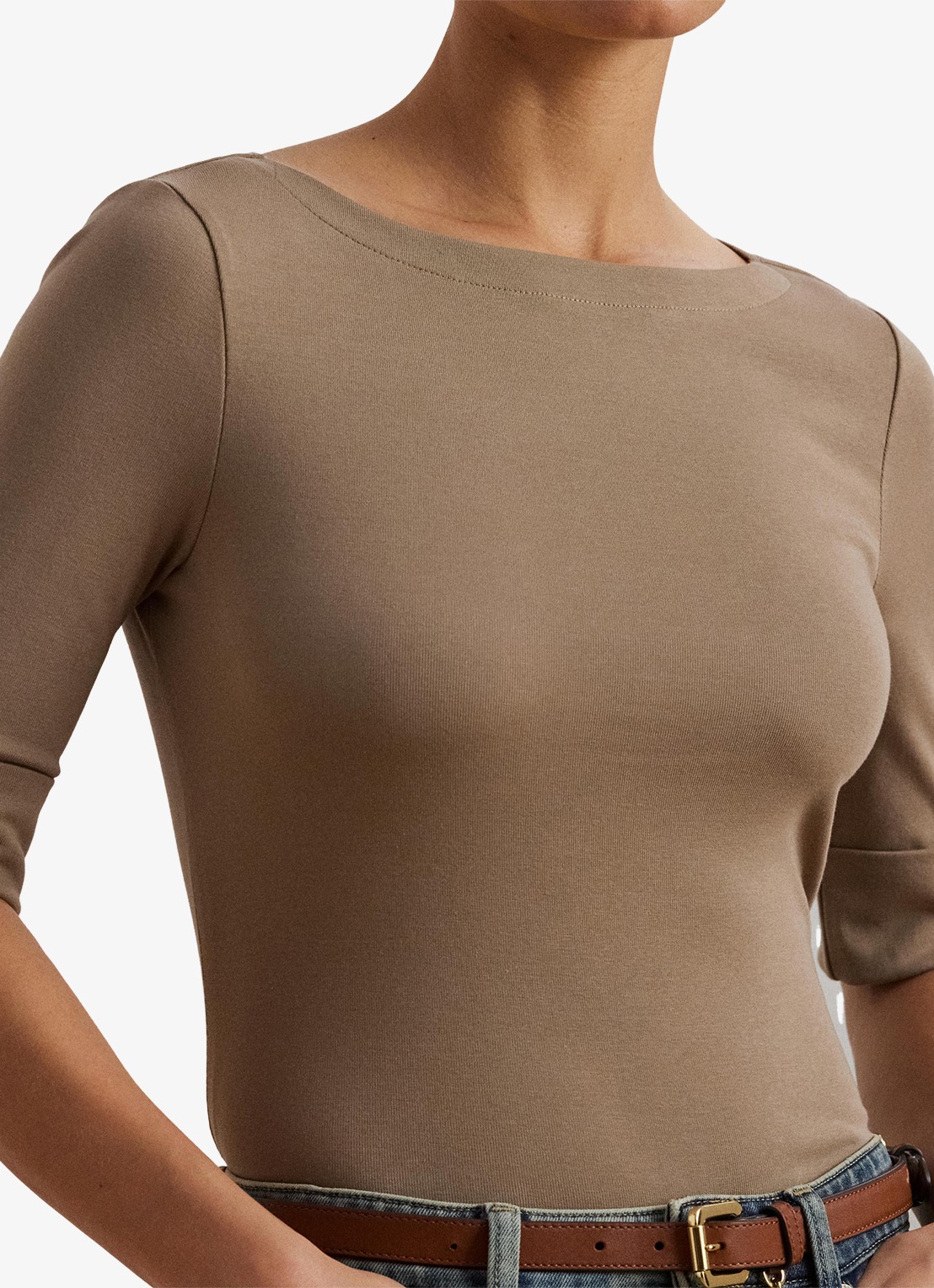Ralph Lauren Top met boothals - detail 2 madison tan / beige