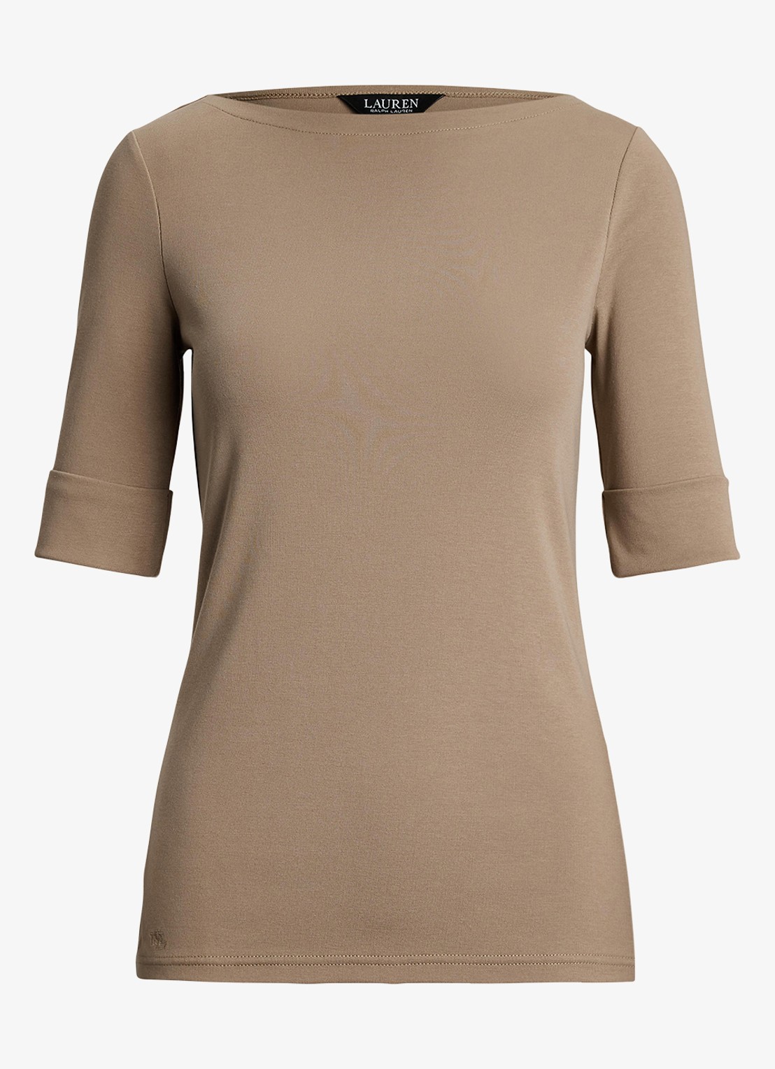 Ralph Lauren Top met boothals - voorkant 4 madison tan / beige