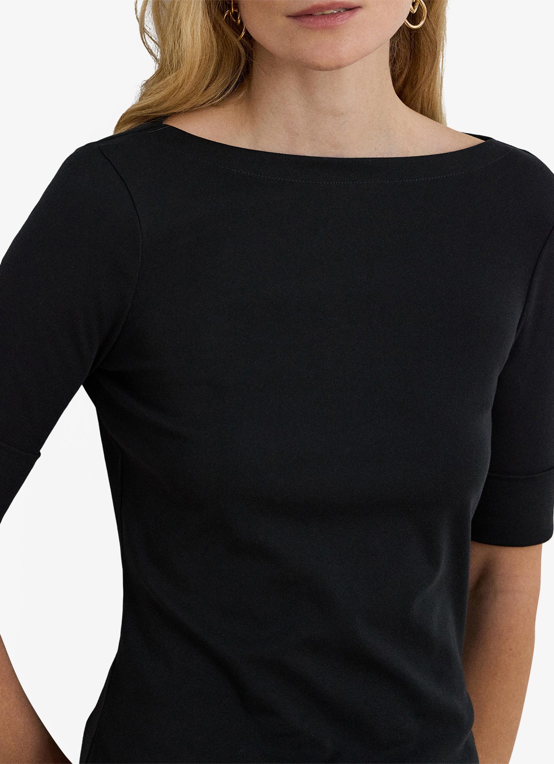 Ralph Lauren Top met boothals - detail 4 polo black / zwart