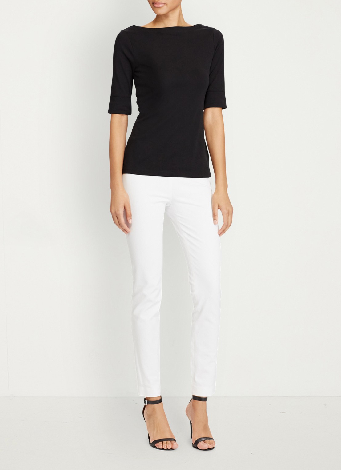 Ralph Lauren Top met boothals - voorkant 2 polo black / zwart