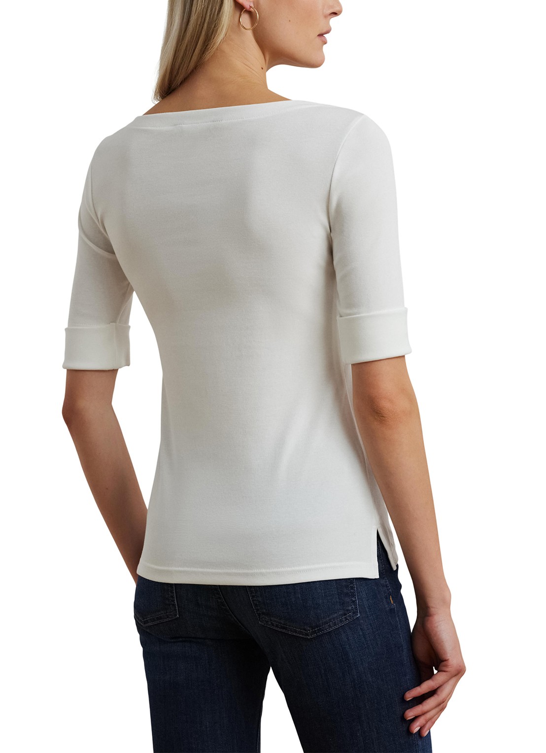 Ralph Lauren Top met boothals - achterkant 3 white / wit