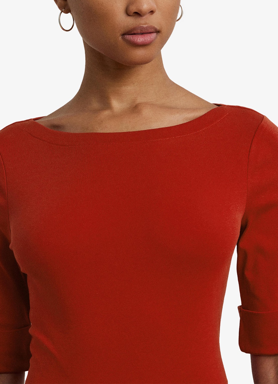 Ralph Lauren Top met boothals - detail 3 madison red / rood