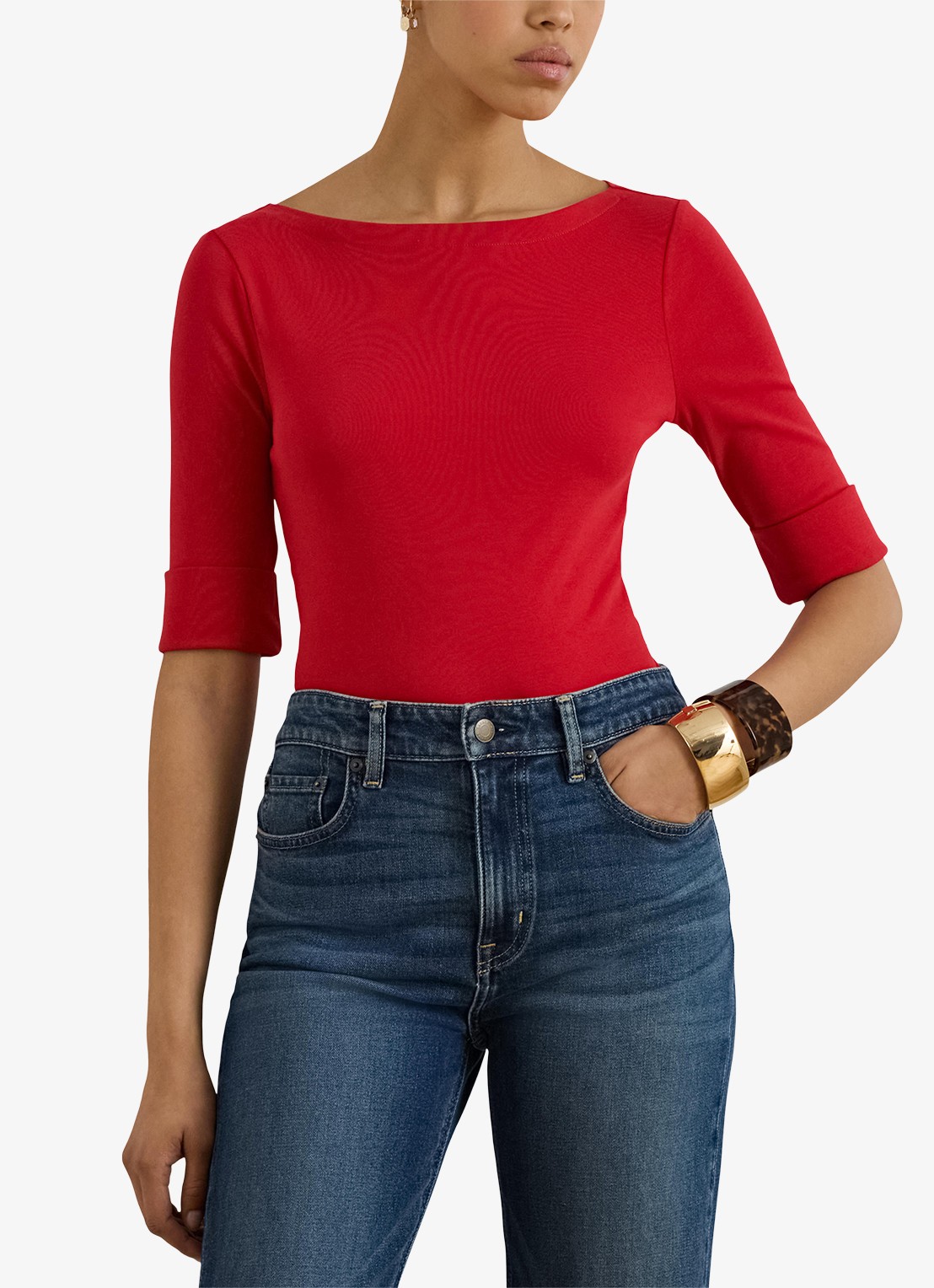 Ralph Lauren Top met boothals - detail cruise red 2wr6 / rood