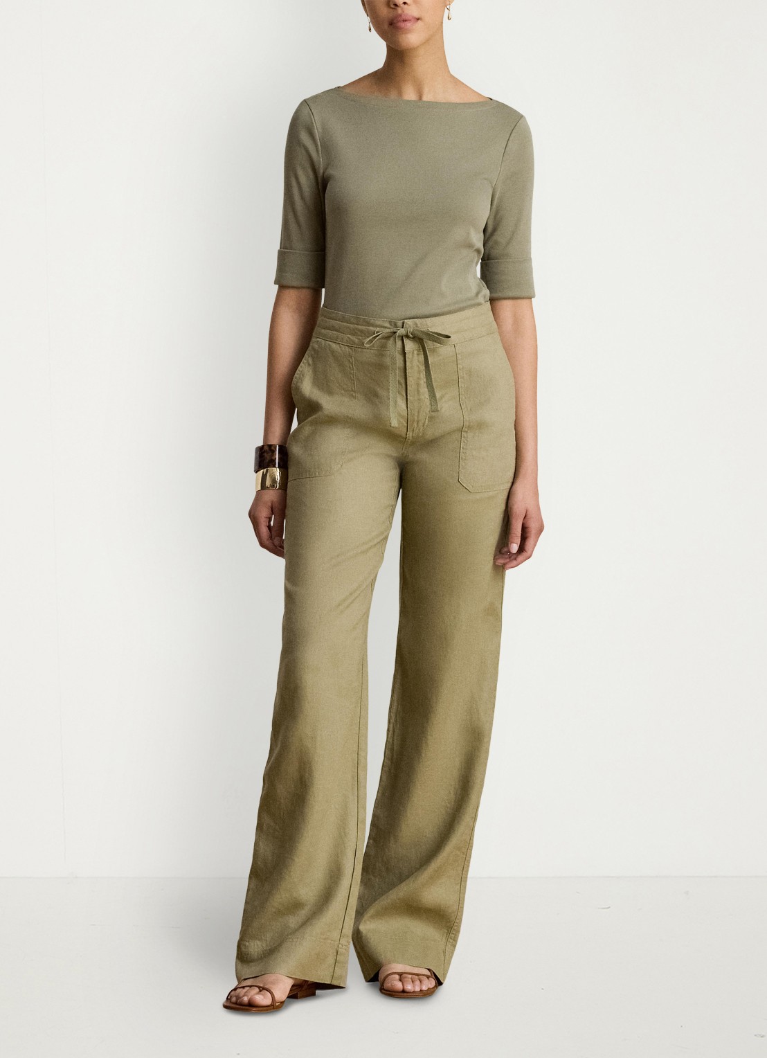 Ralph Lauren Top met boothals - voorkant 2 light agave / groen