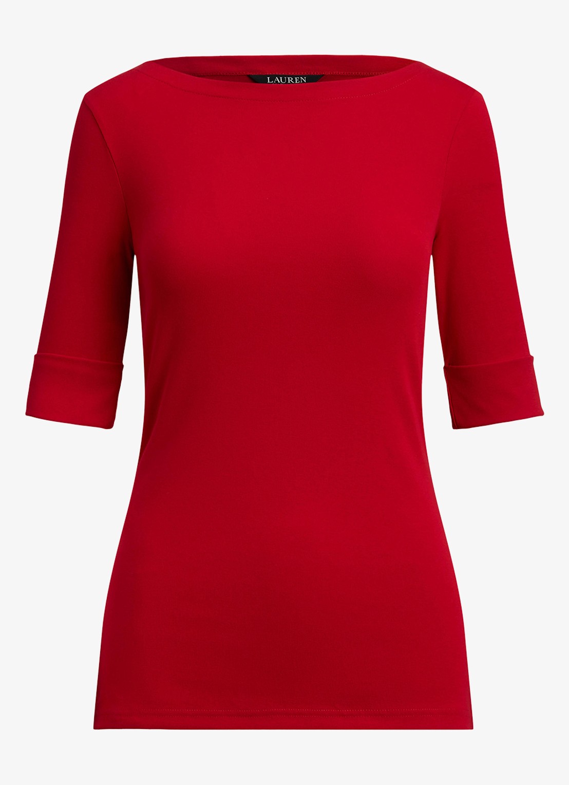 Ralph Lauren Top met boothals - voorkant 4 ralph red / rood