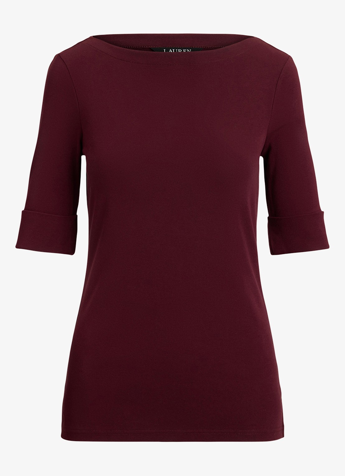 Ralph Lauren Top met boothals - voorkant dark garnet / bordeauxrood
