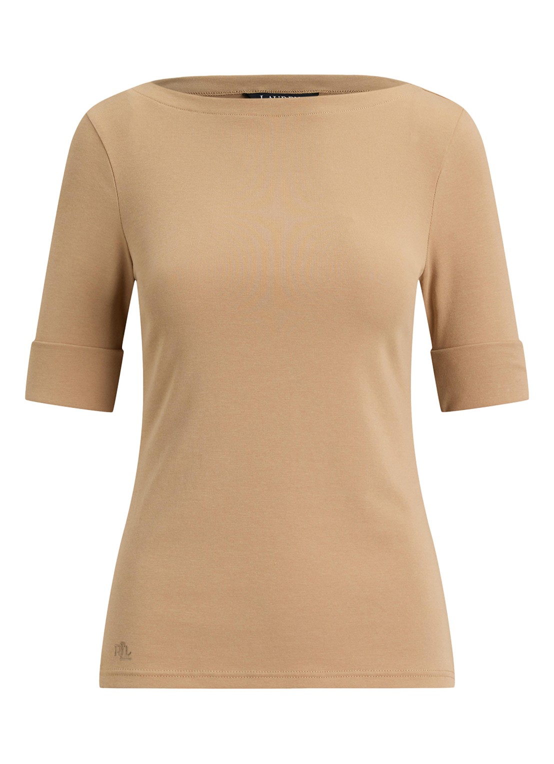 Ralph Lauren Top met boothals - voorkant lauren camel / beige