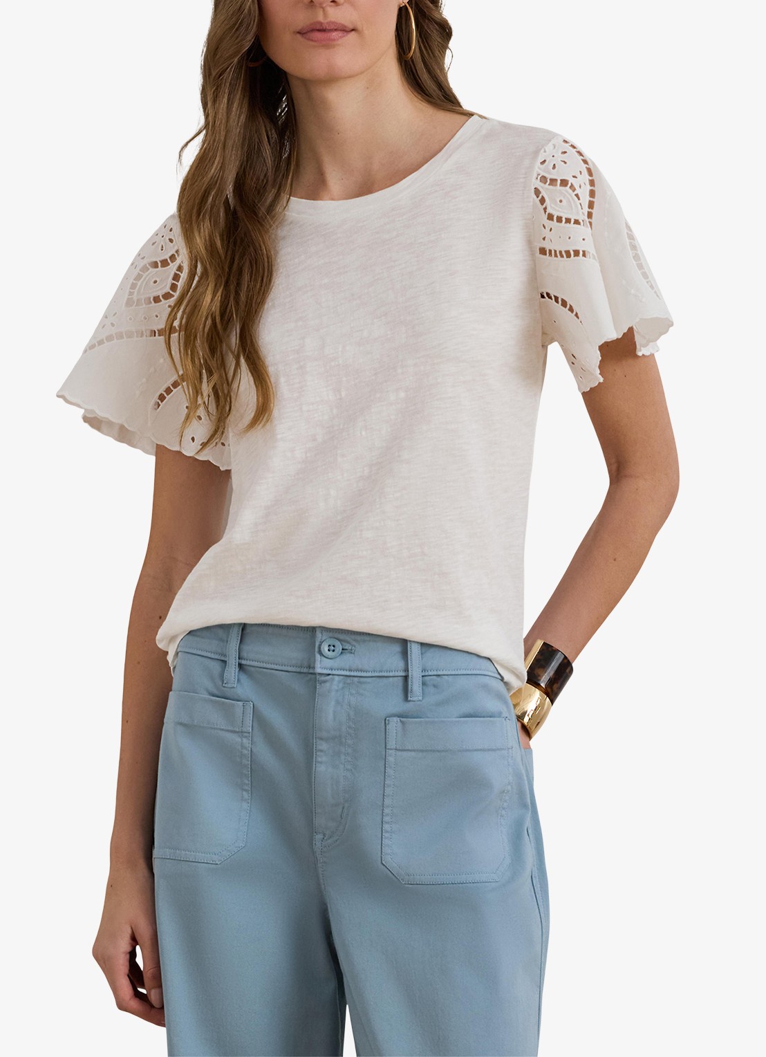 Ralph Lauren Top met broderie - detail 3 wit