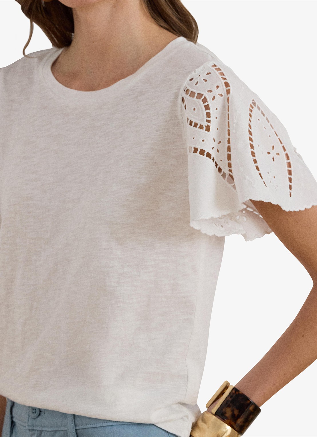 Ralph Lauren Top met broderie - detail 4 wit