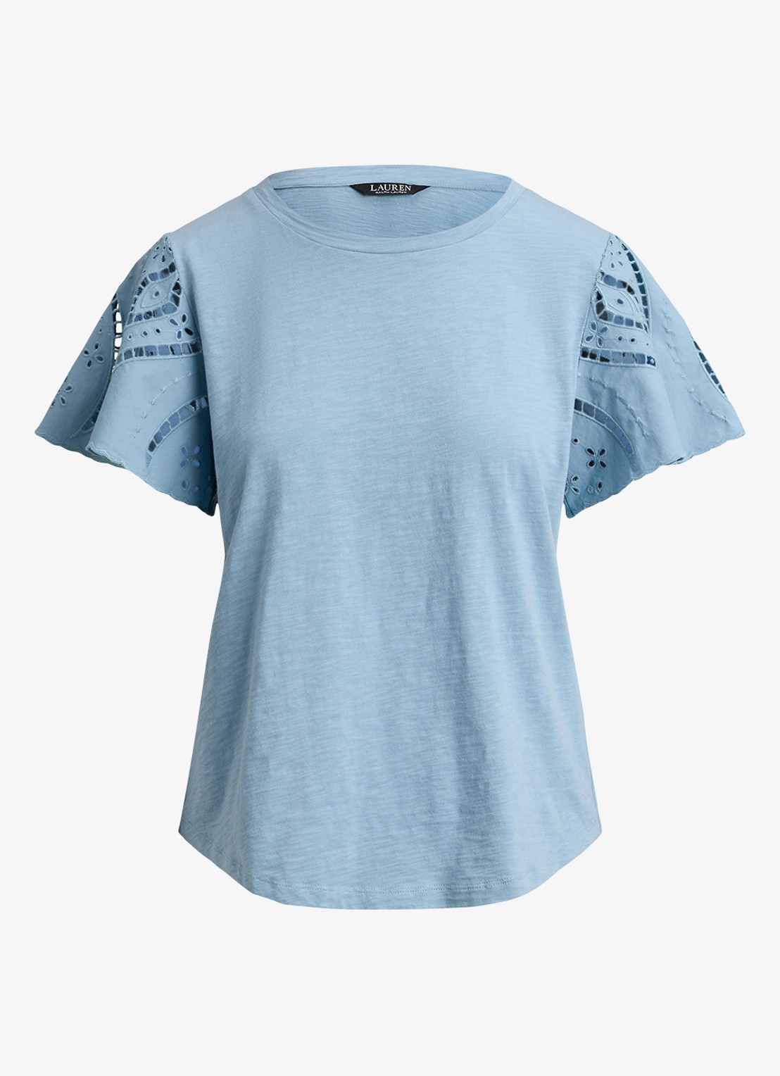 Ralph Lauren Top met broderie - voorkant 4 blue note / blauw
