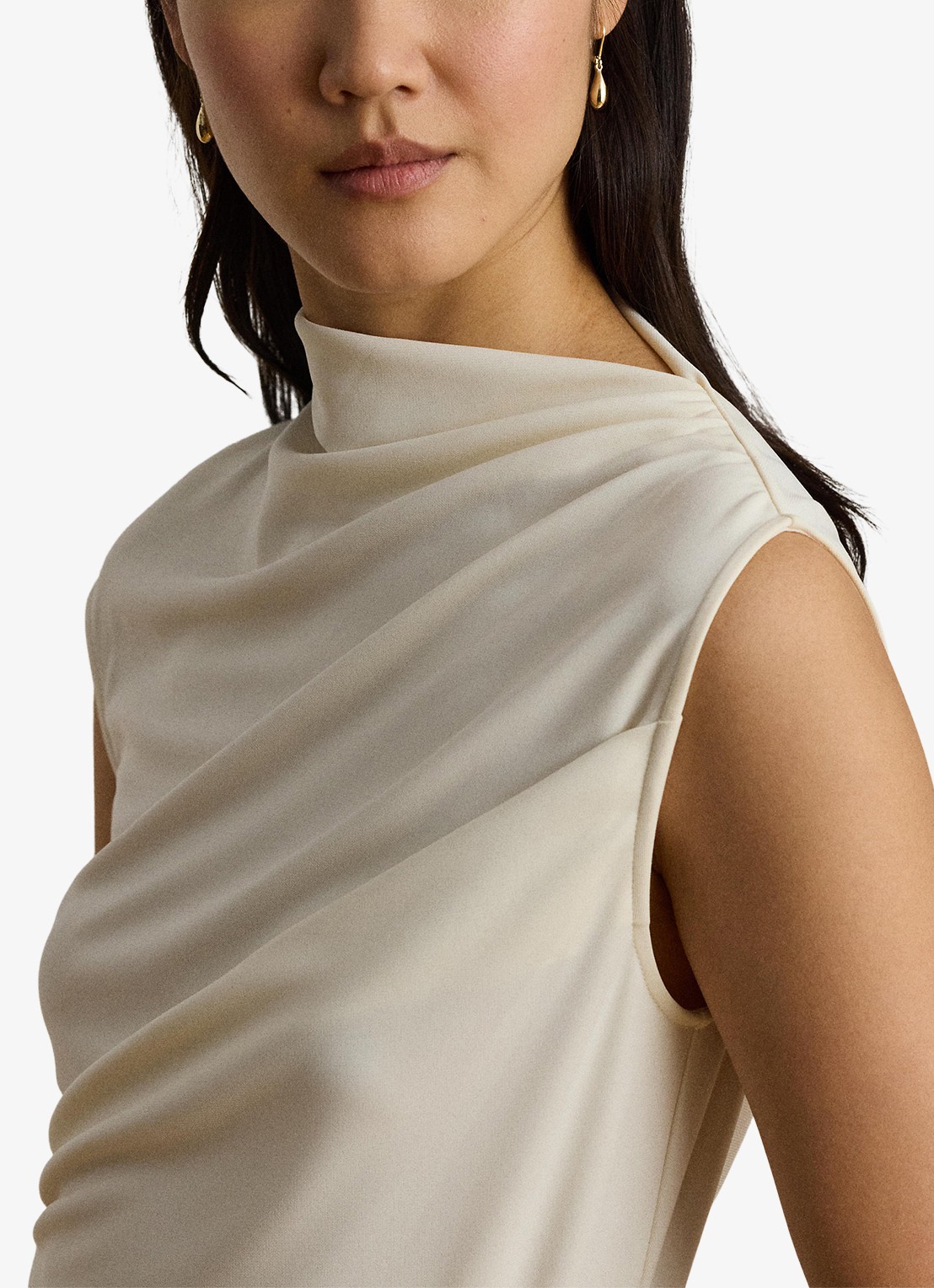 Ralph Lauren Top met plooidetail en assymetrische hals - detail 5 mascarpone crème / crème