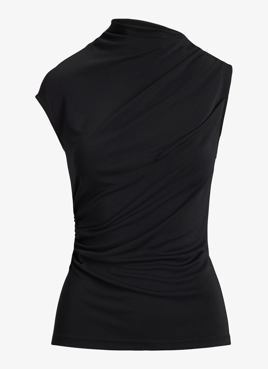 Ralph Lauren Top met plooidetail en assymetrische hals - voorkant 2 zwart