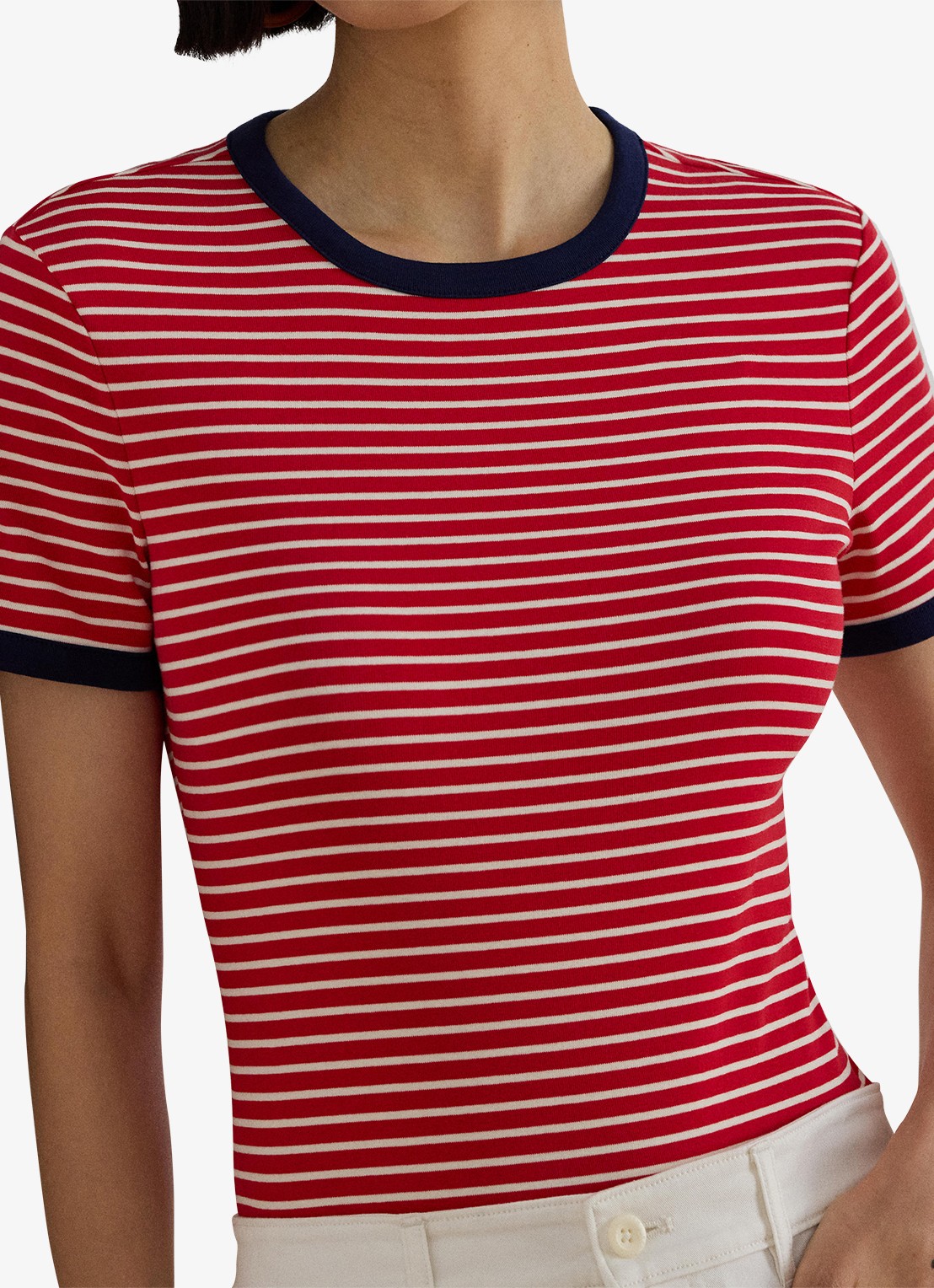 Ralph Lauren Top met streepprint - detail 4 cruise red / rood