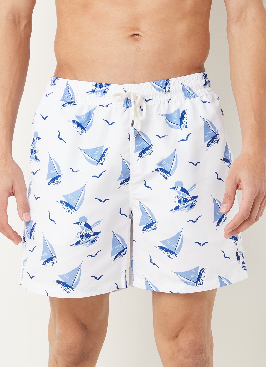 Ralph Lauren Traveler zwemshort met logoprint en steekzakken - detail 2 lichtblauw