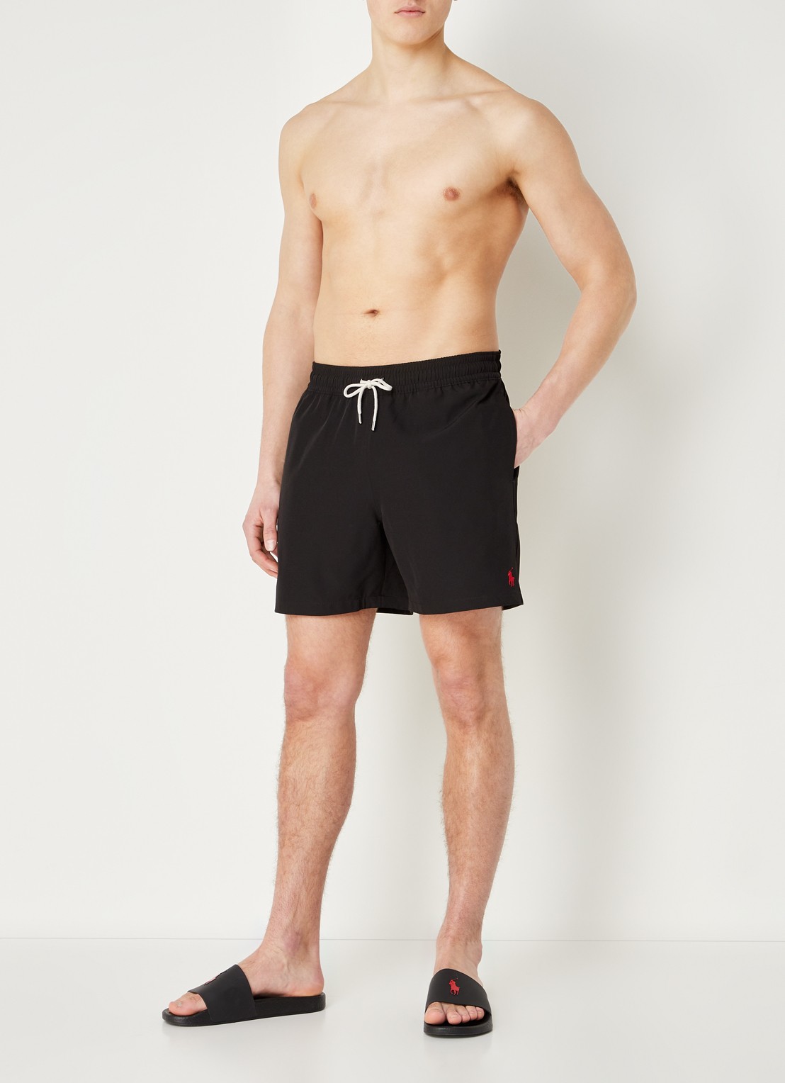 Ralph Lauren Traveler zwemshorts met logo en koordsluiting - voorkant 4 polo black / zwart