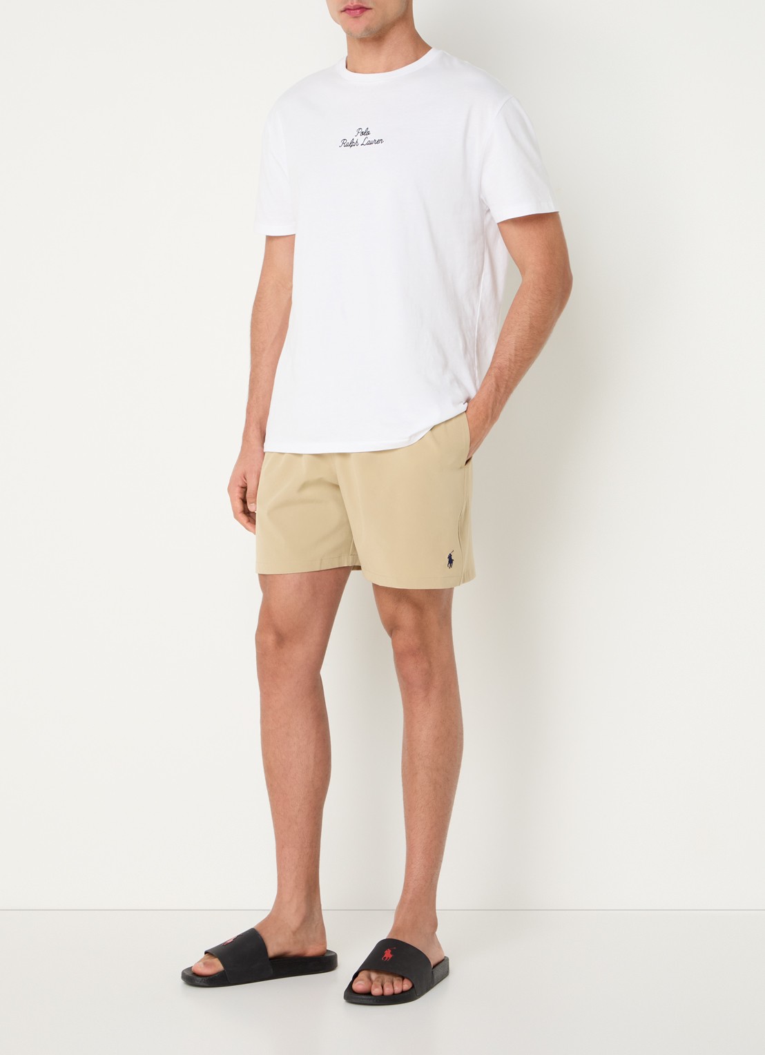 Ralph Lauren Traveler zwemshorts met logoborduring - voorkant 4 beige