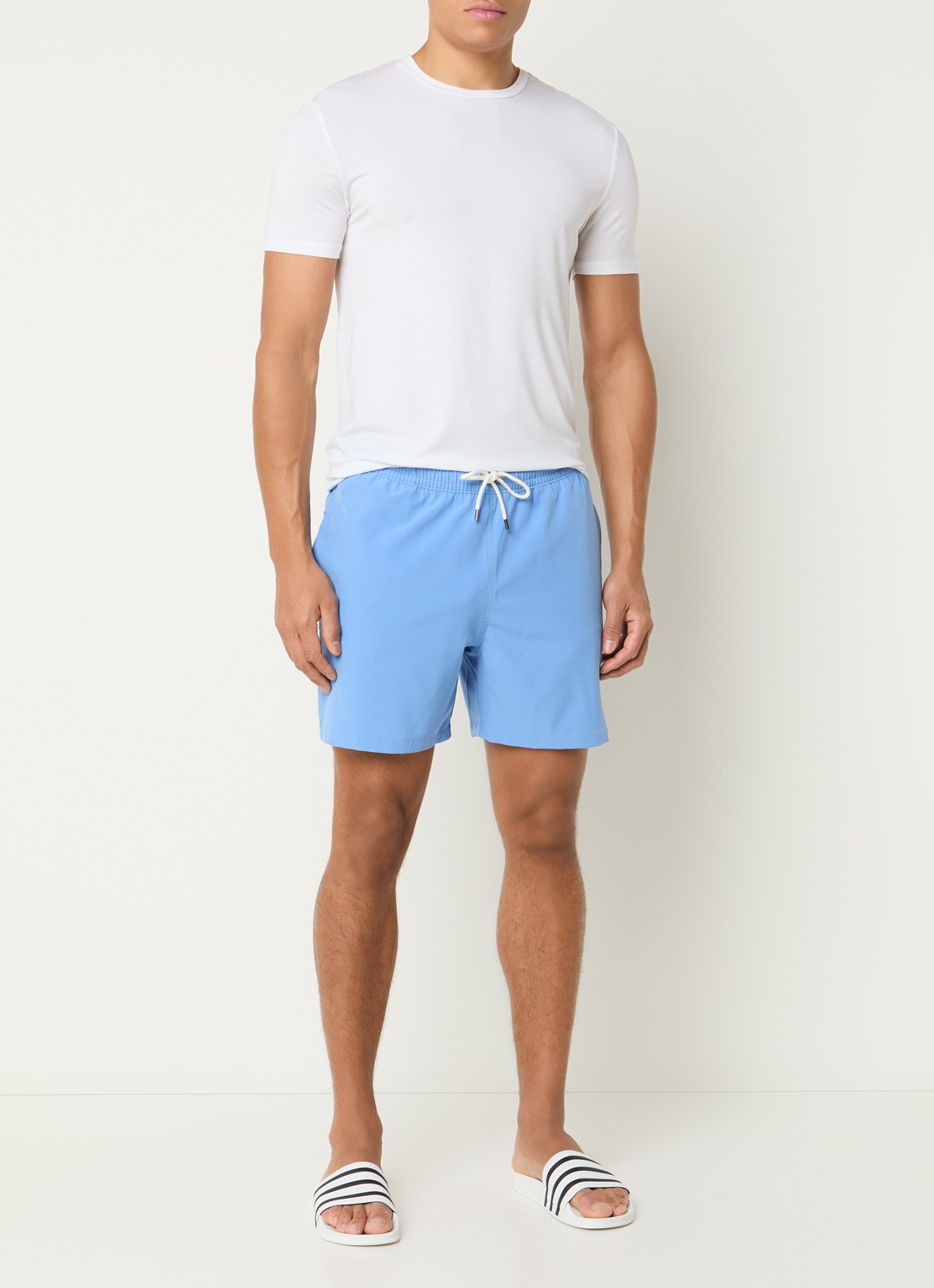 Ralph Lauren Traveler zwemshorts met logoborduring - voorkant 2 staalblauw