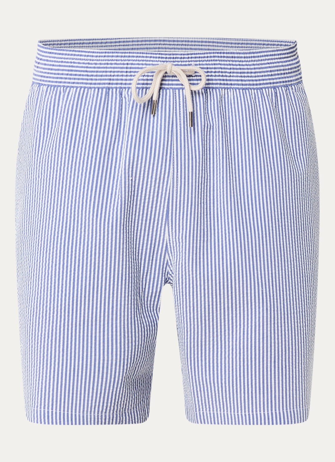 Ralph Lauren Traveler zwemshorts met streepprint en steekzakken - voorkant 3 staalblauw