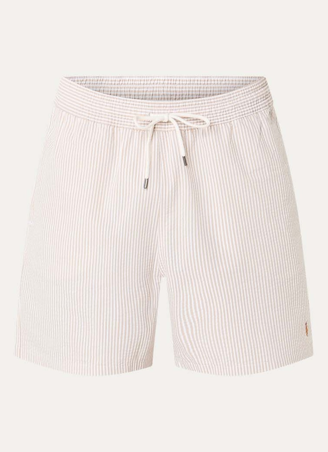 Ralph Lauren Traveler zwemshorts met streepprint en steekzakken - voorkant 2 coastal beige seersucker / beige