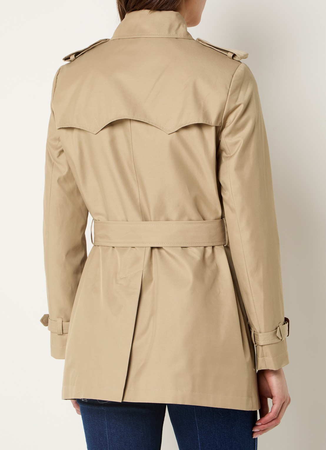 Ralph Lauren Trenchcoat met ceintuur en steekzakken  - achterkant camel
