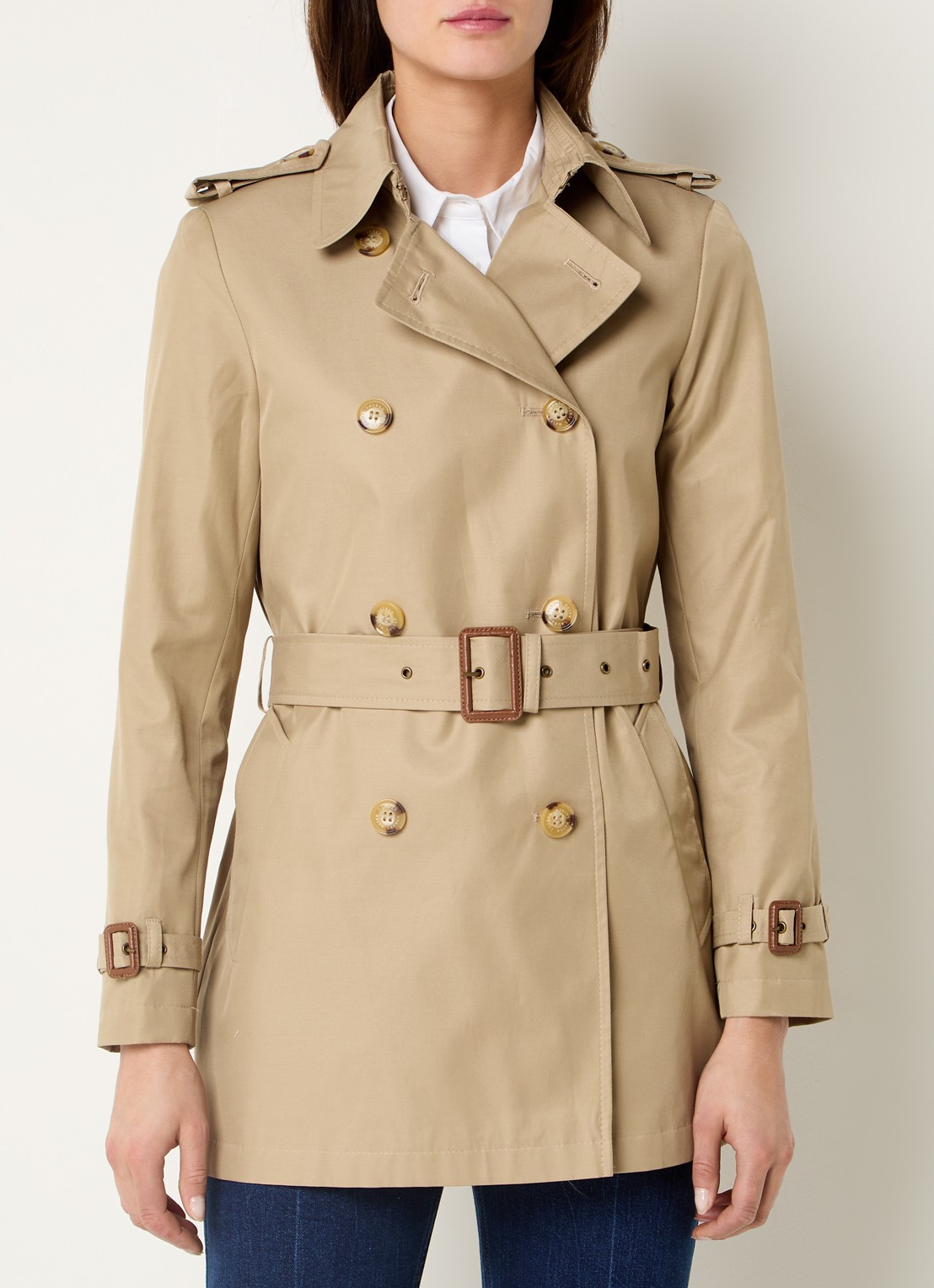Ralph Lauren Trenchcoat met ceintuur en steekzakken  - detail 4 camel