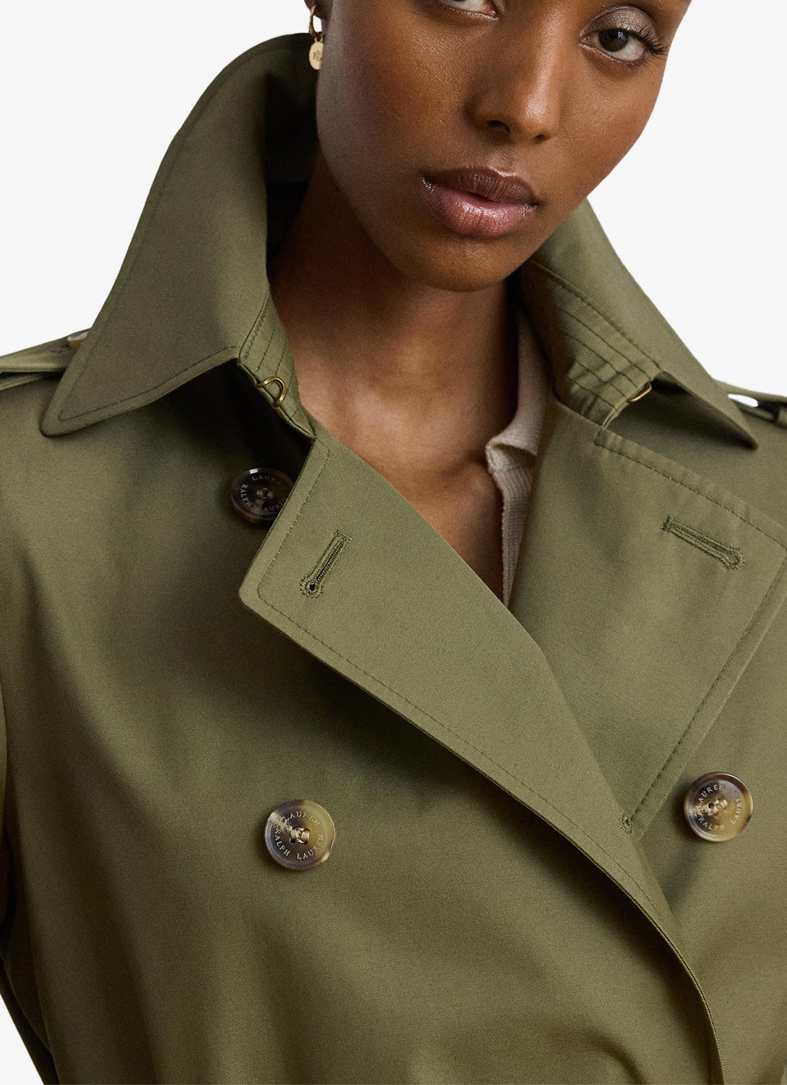 Ralph Lauren Trenchcoat met ceintuur en steekzakken  - detail 3 light agave / groen