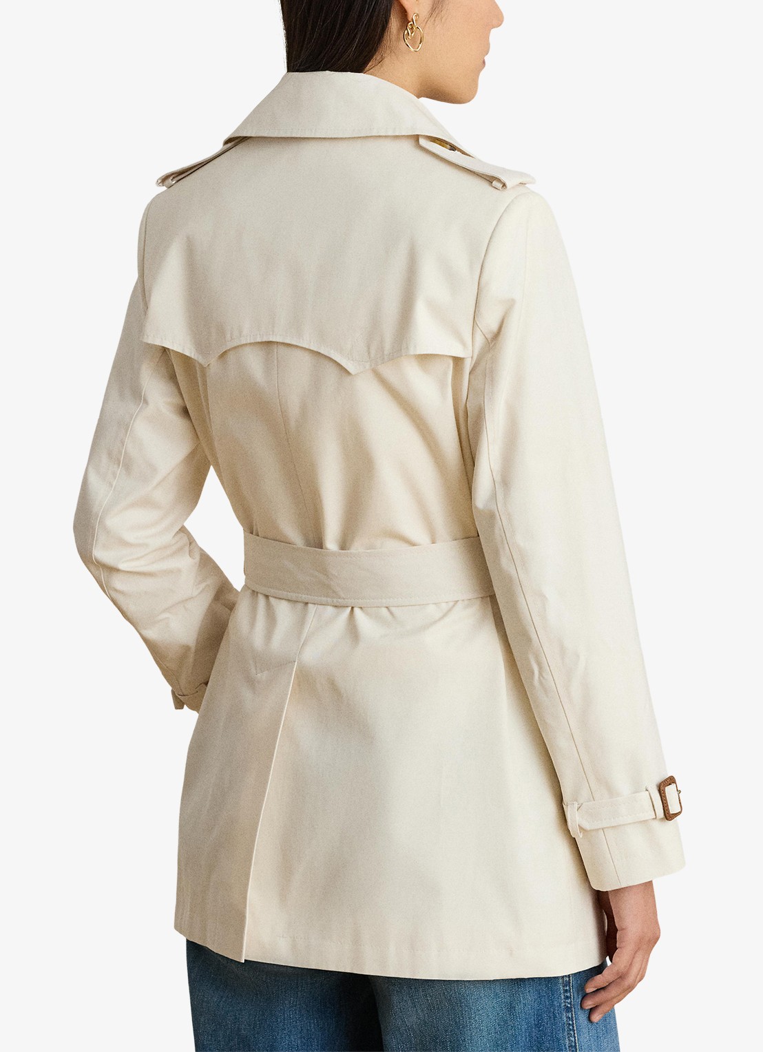 Ralph Lauren Trenchcoat met ceintuur en steekzakken  - achterkant 5 mascarpone crème / crème