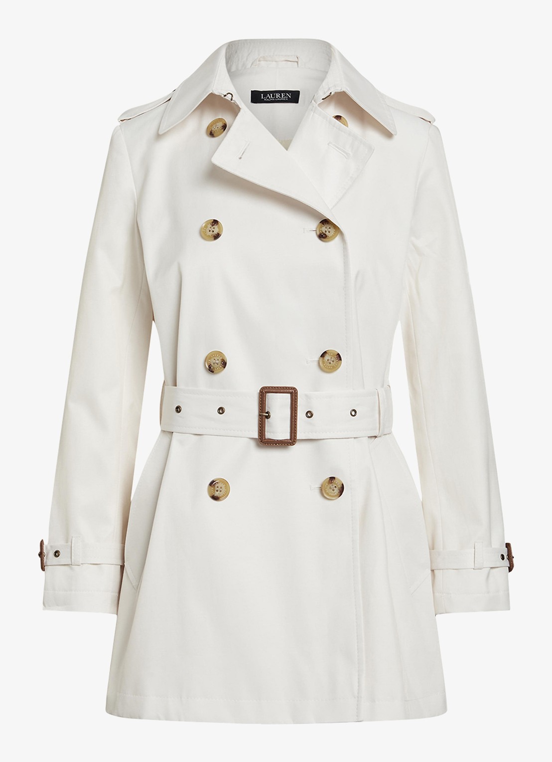 Ralph Lauren Trenchcoat met ceintuur en steekzakken  - voorkant 3 mascarpone crème / crème