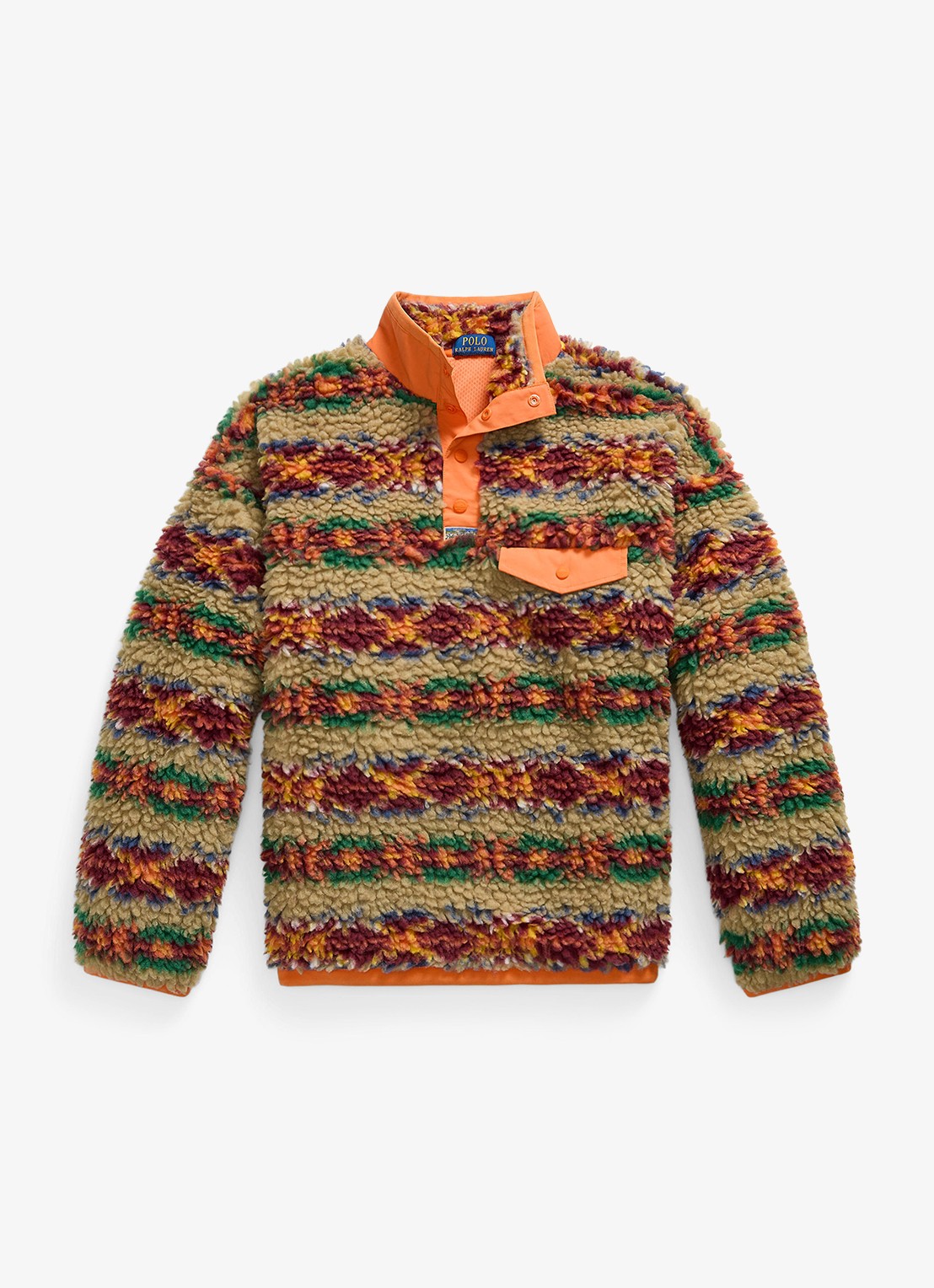 Ralph Lauren Trui van teddy met kraag - voorkant red rock fairisle / oranje