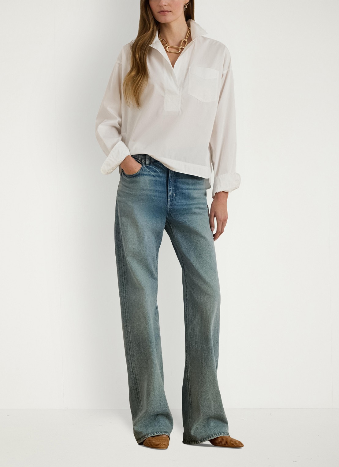 Ralph Lauren Tuniek met borstzak  - voorkant 3 wit