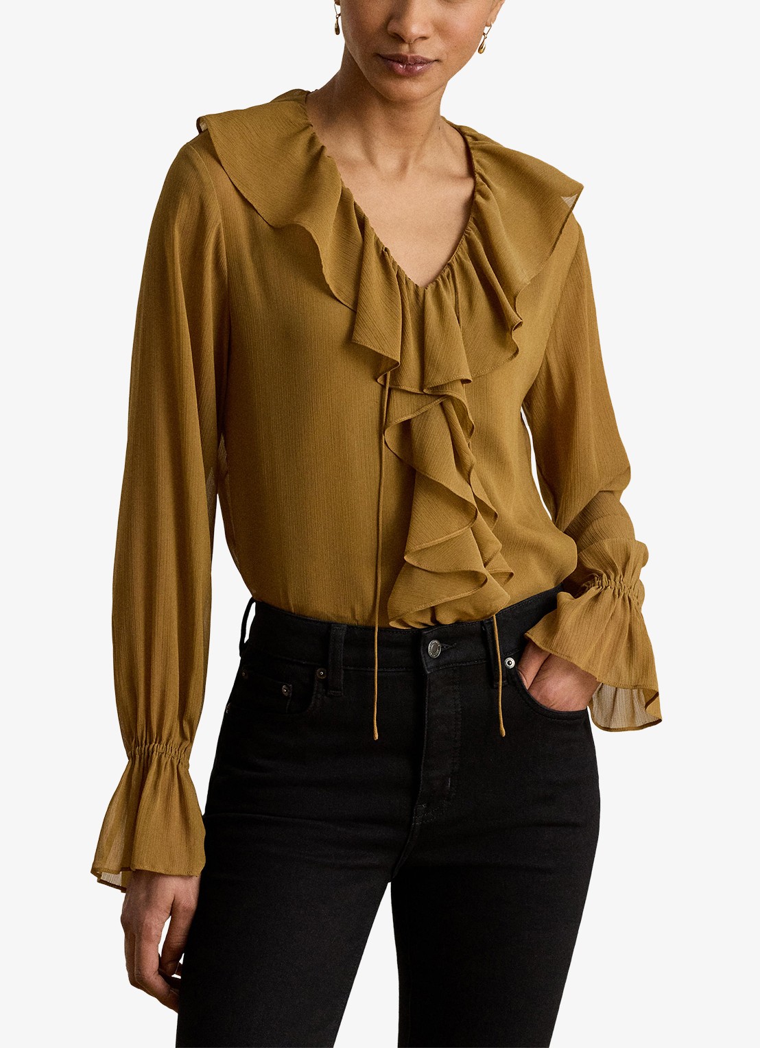 Ralph Lauren Tuniek met ruches - detail 4 tobacco bronze / bruin