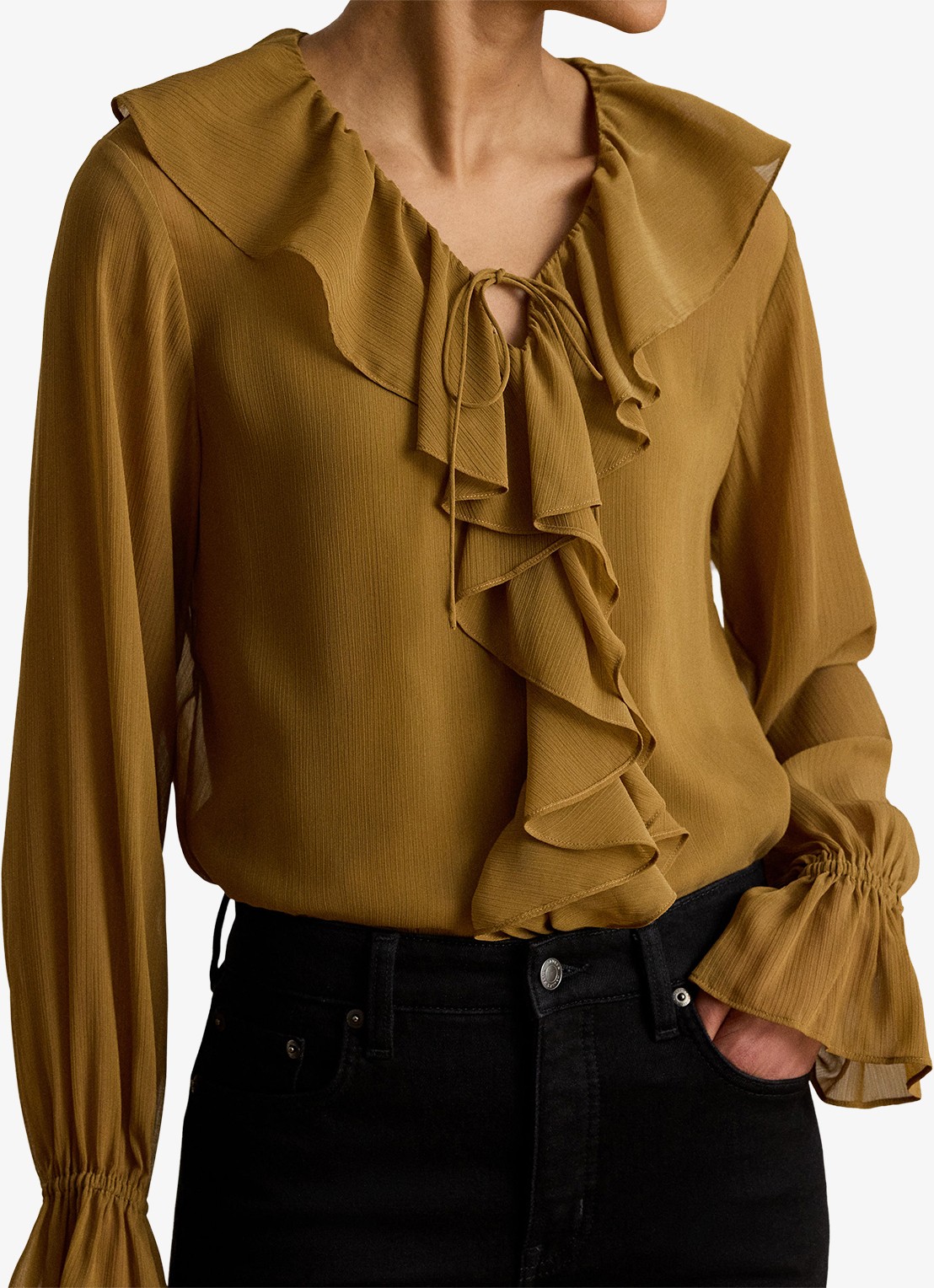 Ralph Lauren Tuniek met ruches - detail 5 tobacco bronze / bruin