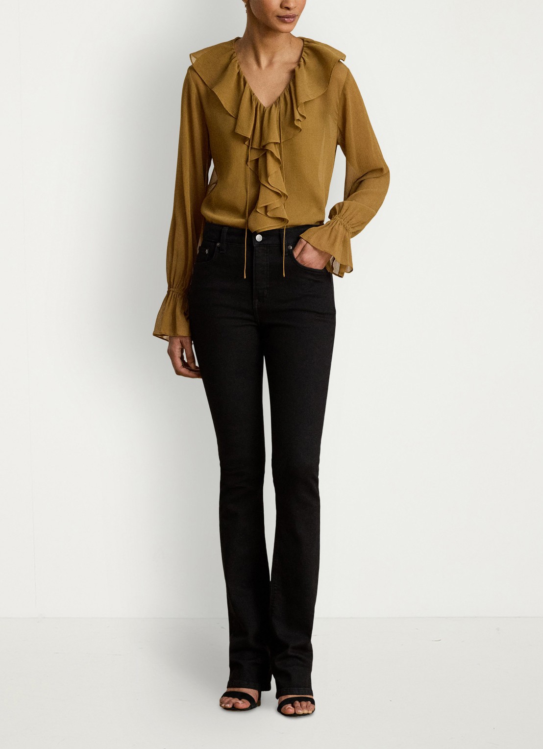 Ralph Lauren Tuniek met ruches - voorkant 3 tobacco bronze / bruin