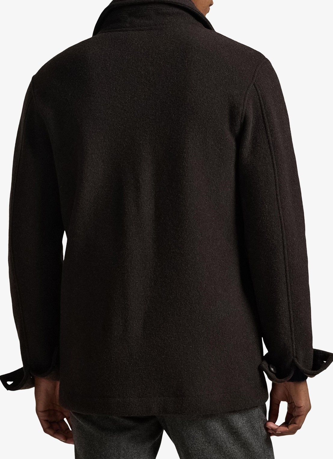Ralph Lauren Utility overshirt in wolblend met borstzak - achterkant 3 dark brown heather / donkerbruin