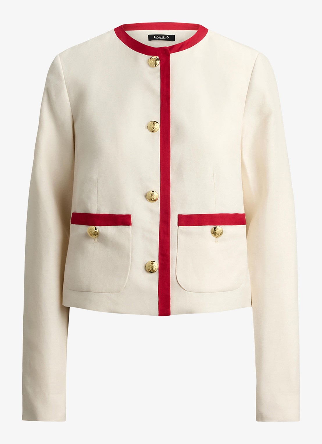 Ralph Lauren Vest in linnenblend - voorkant 4 mascarpone cream / creme