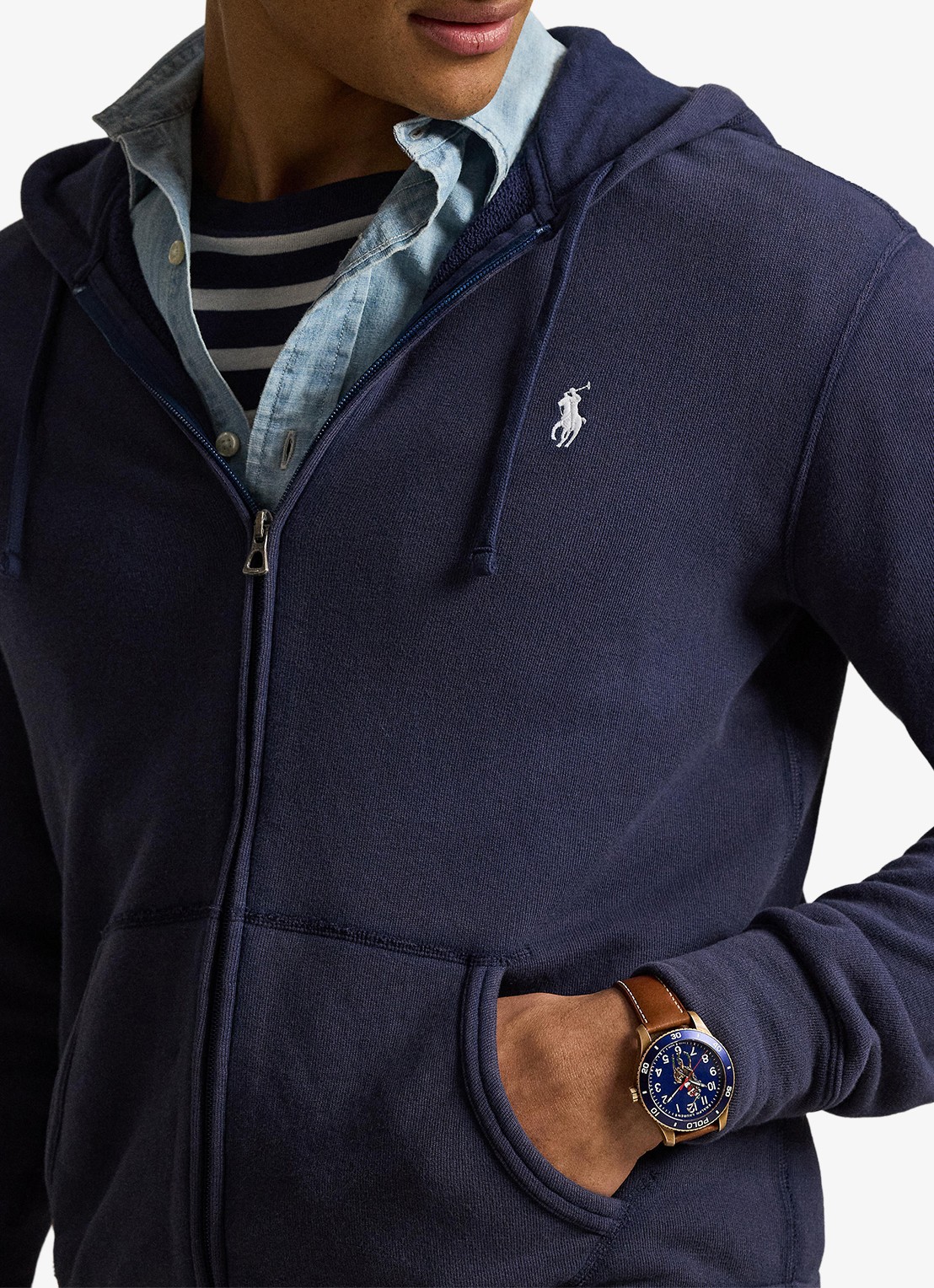 Ralph Lauren Vest met logoborduring en capuchon - detail 2 donkerblauw