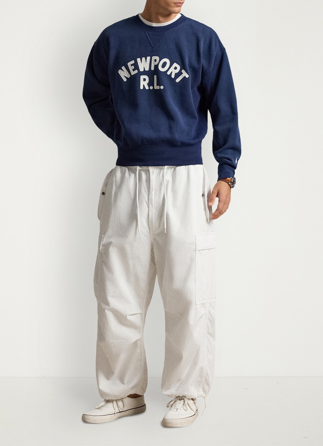 Ralph Lauren Vintage fit sweater met logoprint - voorkant 2 newport navy / donkerblauw